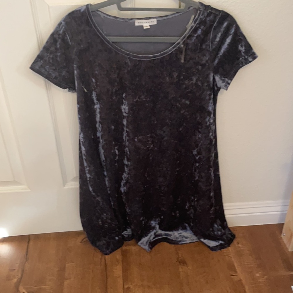 Velvet blue T-shirt dress
